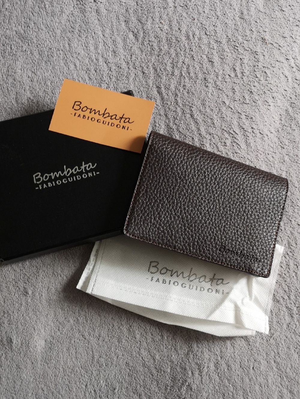 New Box Men's Fabio Guidoni Bombata Italy Passport Wallet Brown Pebble Leather